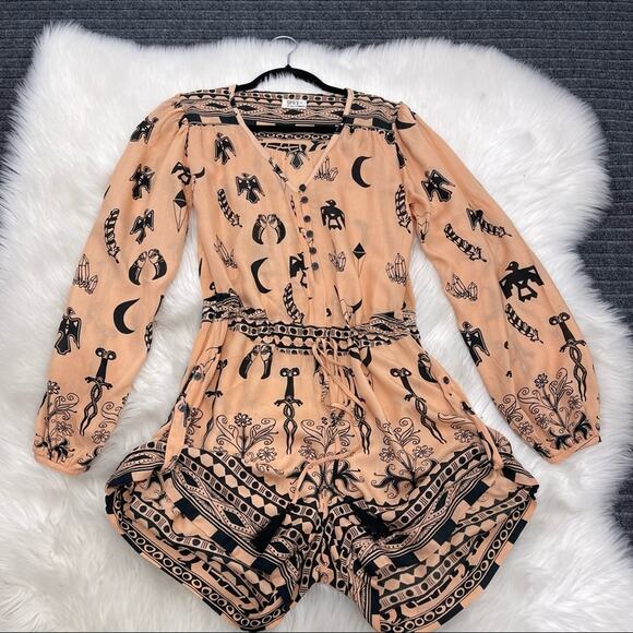 Spell & The Gypsy Collective Romper Tribal Thunderbird Feather Bohemian Size 6 - Picture 4 of 16